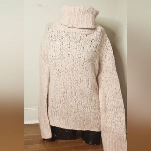 Express handknit pink turtleneck sweater size medium